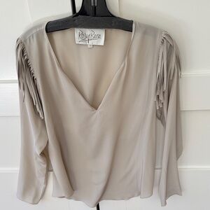 Rory Beca Women's Beige Fringe Blouse
